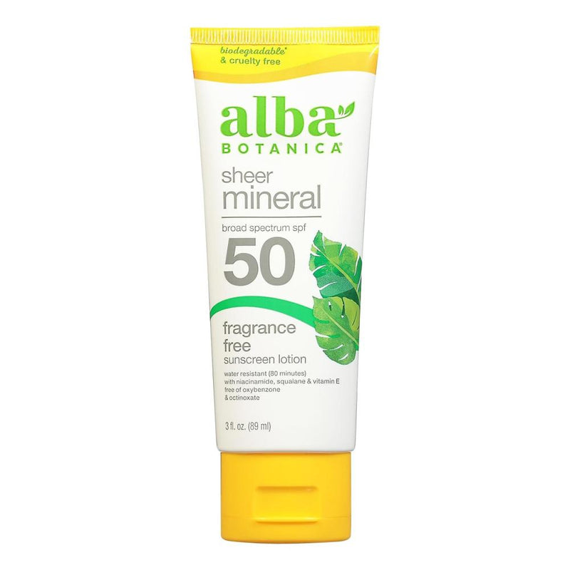 Alba Botanica Sheer Mineral SPF 50 Sunscreen 3oz