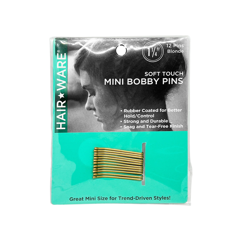 HAIR WARE Rubberized Mini Bobby Pins Blonde