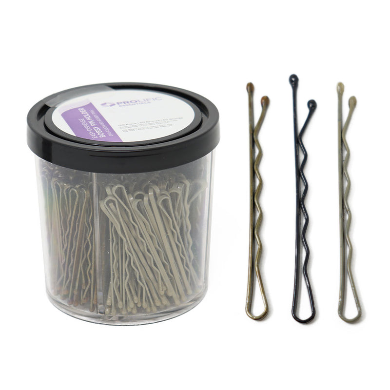 Prolific Essentials 2" Bobby Pins - 240ct (120 Black, 60 Bronze, 60 Blonde)