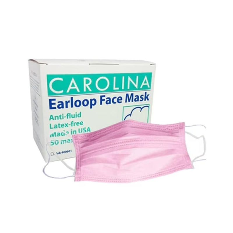 Carolina Cotton Earloop Face Mask 50ct- Pink