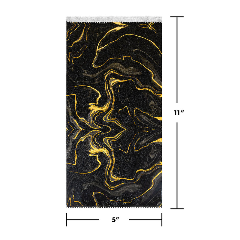 Black and gold marbled patterned product with dimensions on a white background