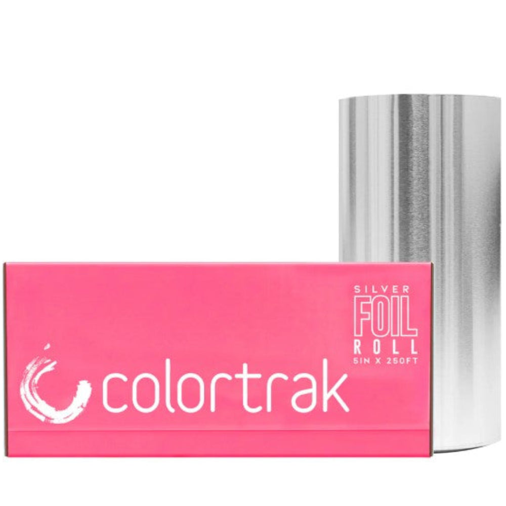 Colortrak silver foil roll packaging on a white background