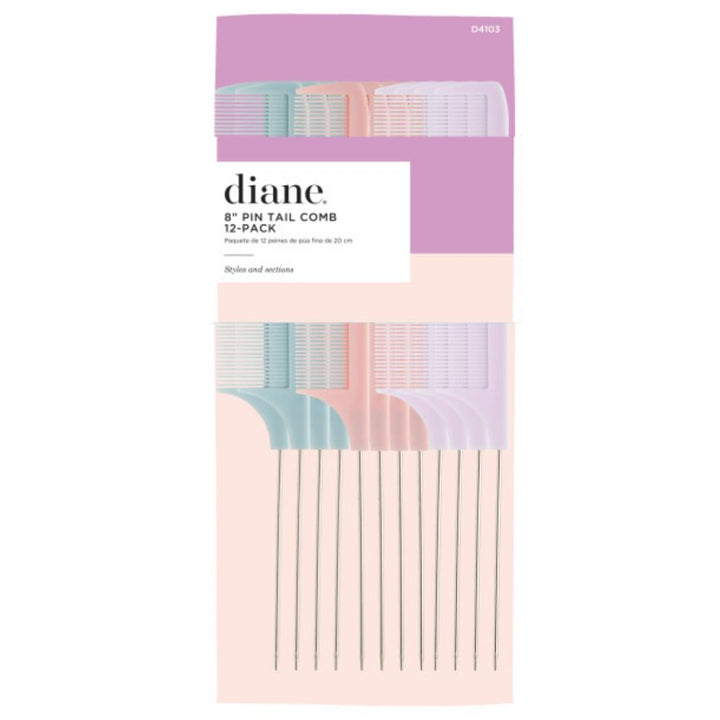 Diane Assorted Pastel Rat Tail Combs - 12ct