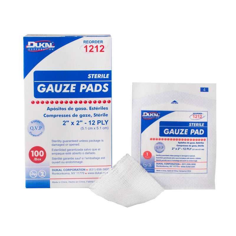 Dukal Sterile Gauze Pads 2x2 - 100ct