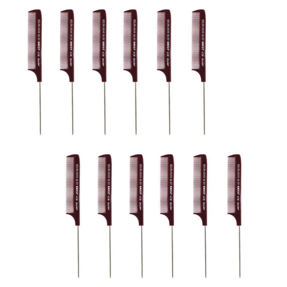 Krest #56 Goldilocks Perm Stainless Steel Pin Tail Extra Fine Teeth Comb 8-1/2"