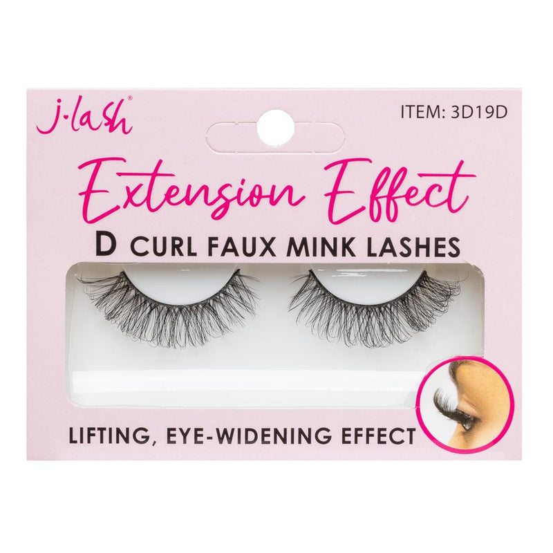 JLash Extension Effect D Curl Faux Mink Lashes - 19D