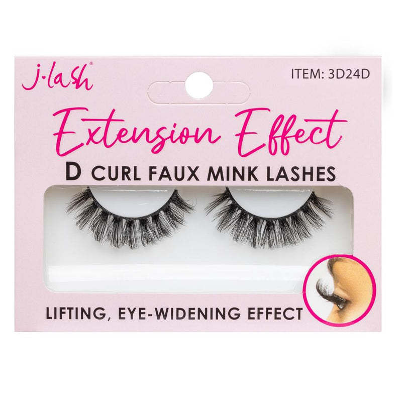 JLash Extension Effect D Curl Faux Mink Lashes - 24D