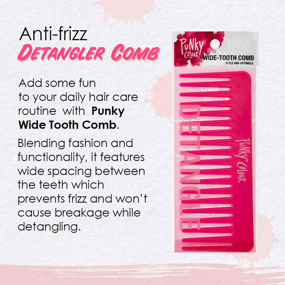 Punky Colour Wide Tooth Comb - Pink