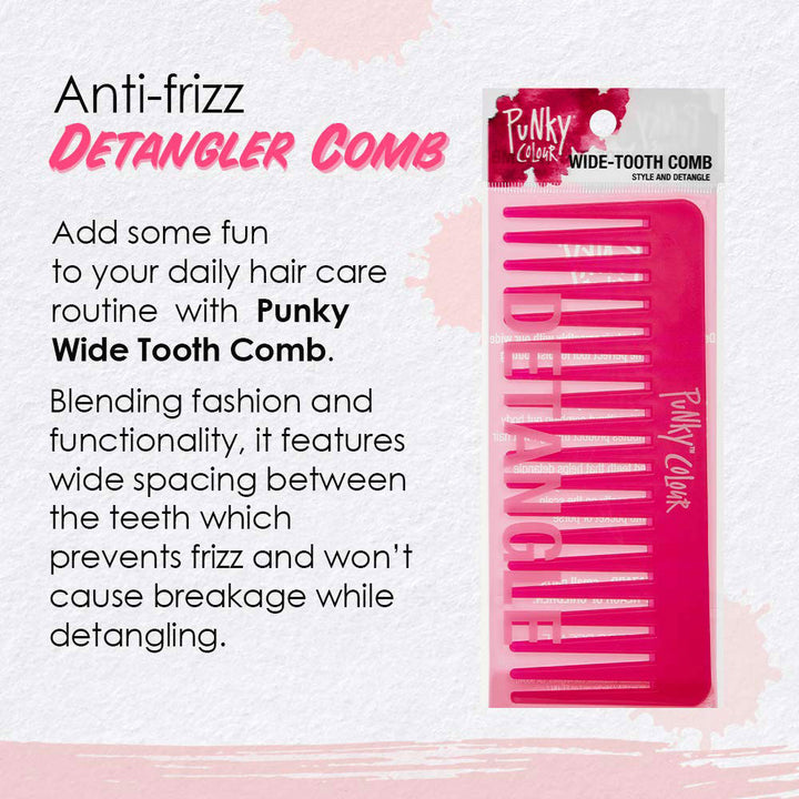 Punky Colour Wide Tooth Comb - Pink