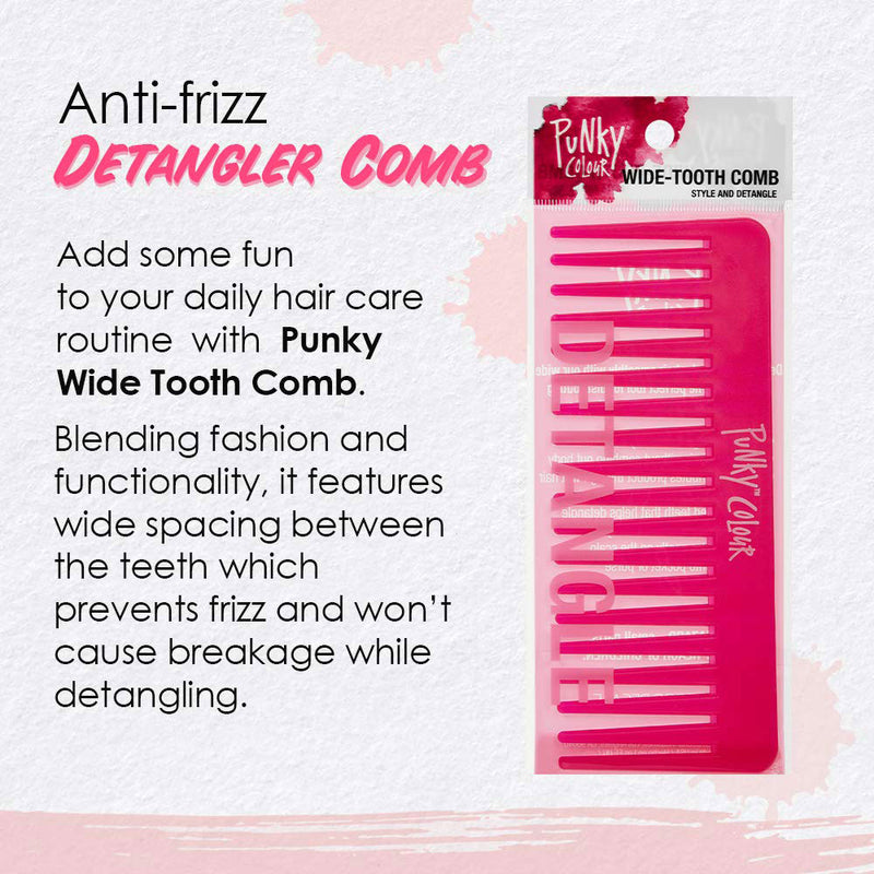 Punky Colour Wide Tooth Comb - Pink