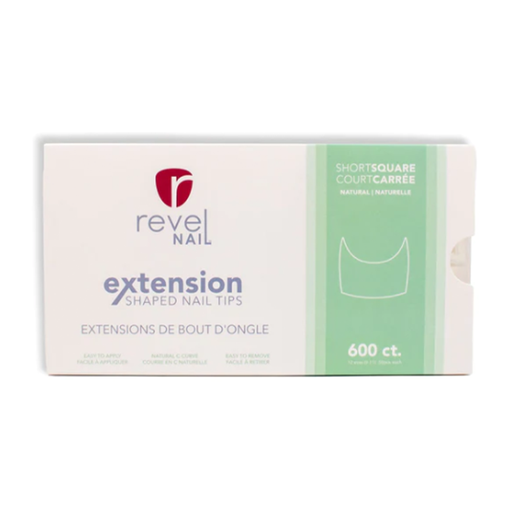 Revel Nail Extension Shaped Nail Tips 600ct - Short Square