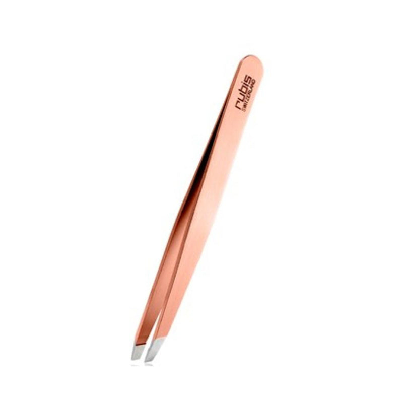 Rubis Switzerland Rose Gold Limited Edition Slanted Tip Tweezer W/black Pouch