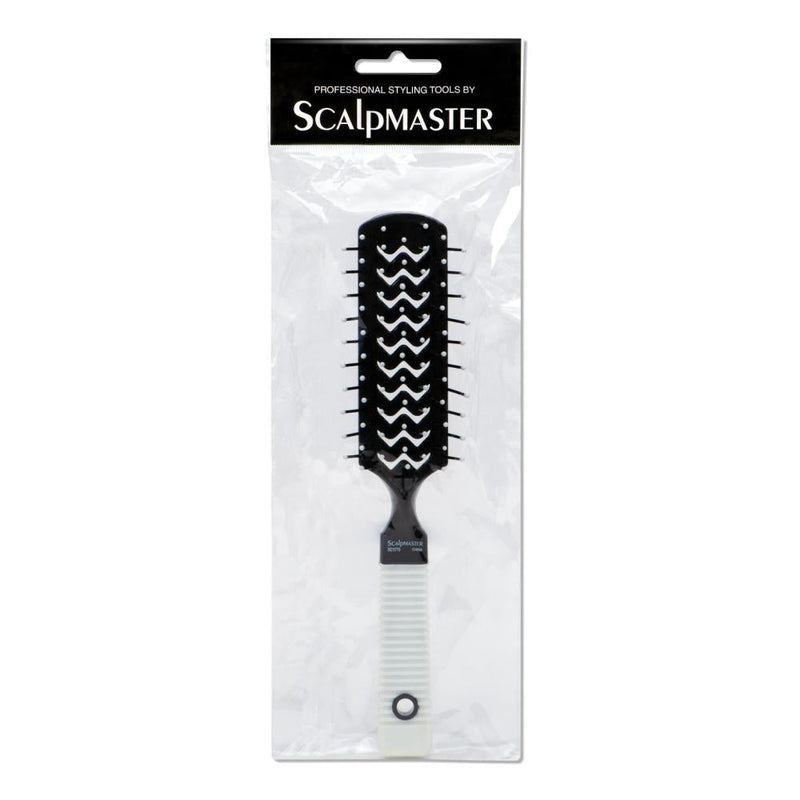 Scalpmaster 7 Row Vent Brush w/ Rubber Grip Handle