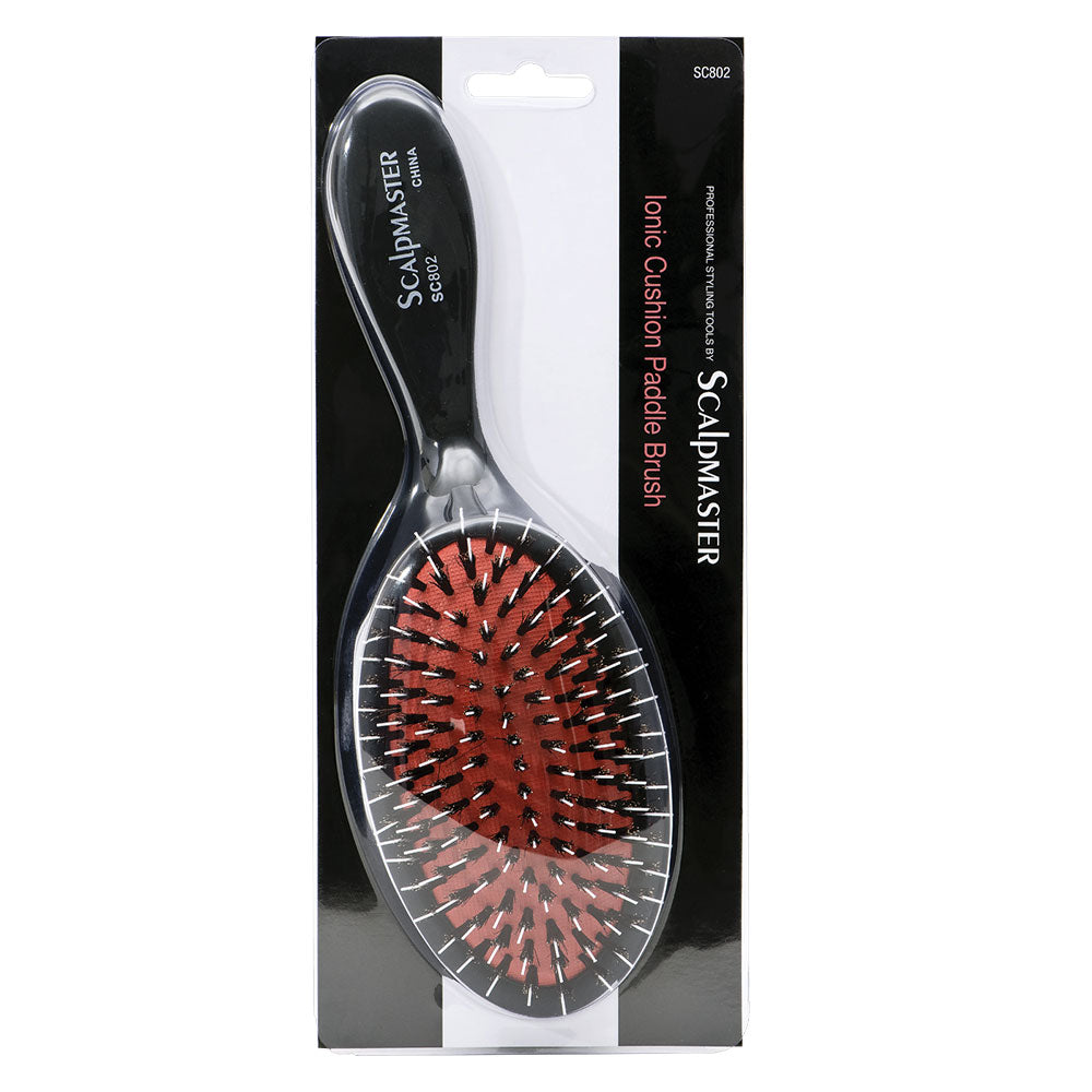 Scalpmaster Ionic Porcupine Boar Bristle Cushion Paddle Hair Brush