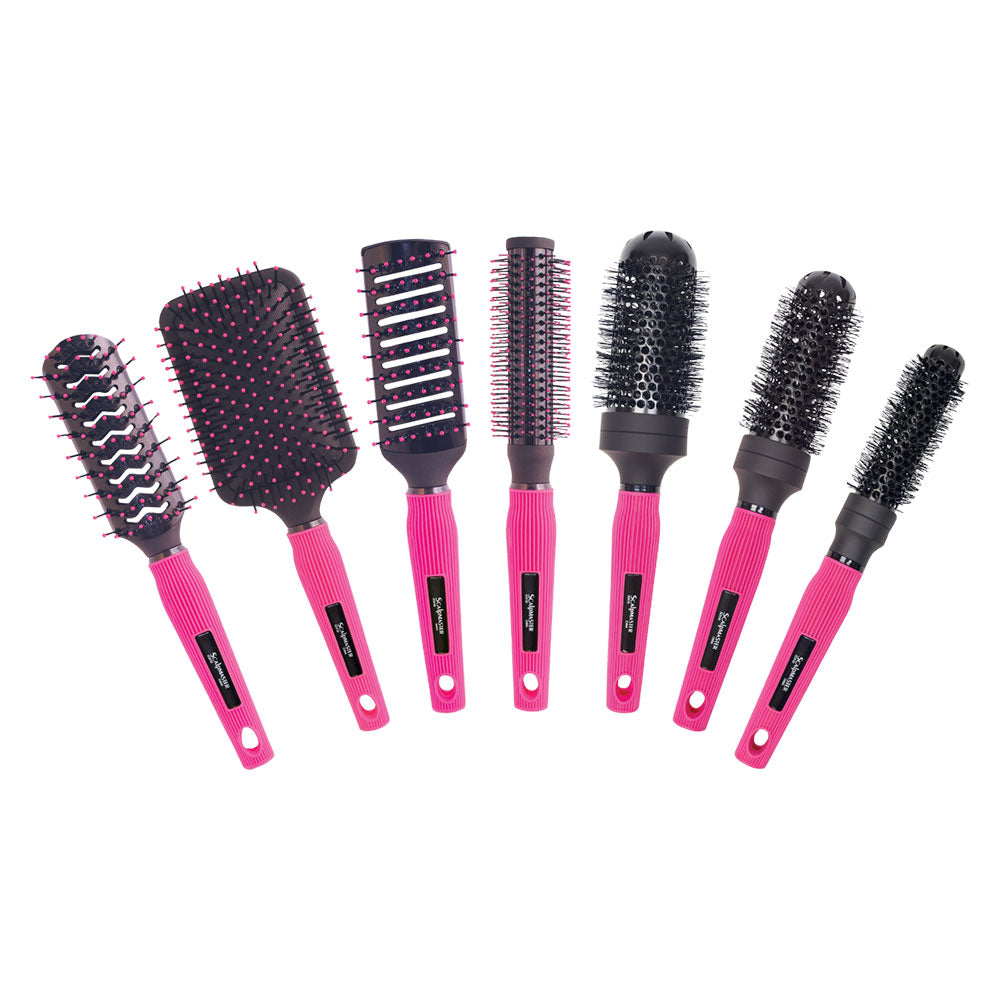 Scalpmaster Rebel Collection 7pc Brush Set, Pink