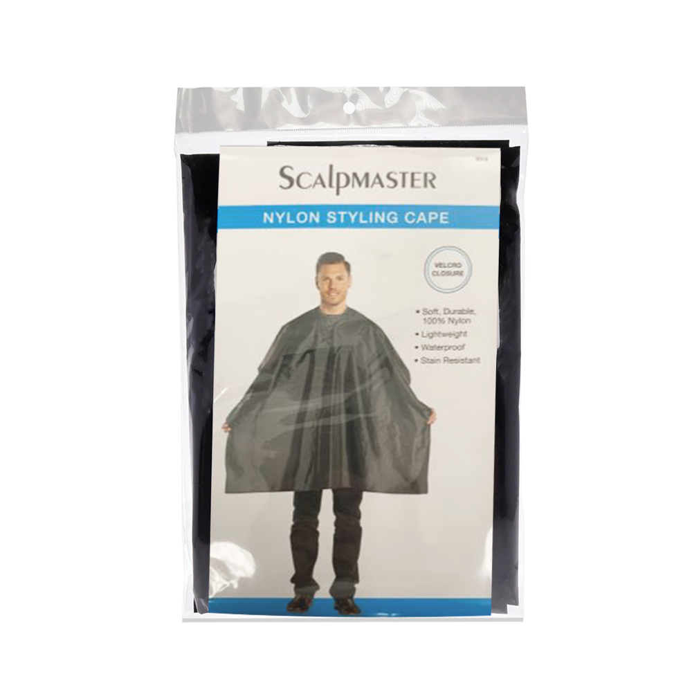 Scalpmaster Nylon Styling Cape Velcro Closure - Black