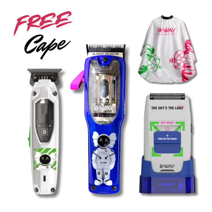B-Way Lo-Pro X Clipper ,T-Pro Trimmer and OFF-Shaver Set - 3 in 1 Set FREE CAPE