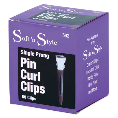 Soft N Style Single Prong Curl Pin Clips - 80ct