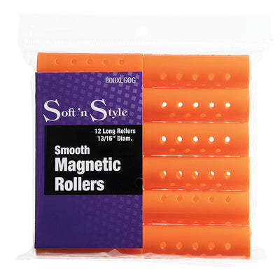 Soft 'N Style Smooth Magnetic Hair Rollers - Long Orange