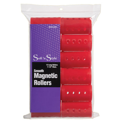 Soft 'N Style Smooth Magnetic Hair Rollers - Long Red