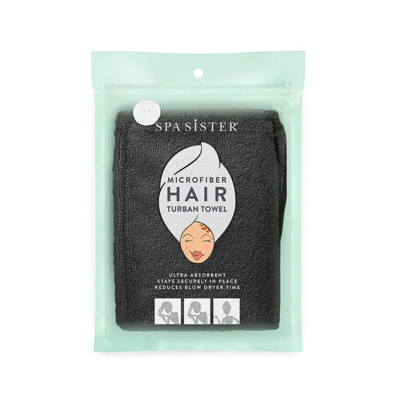 Spa Sister Microfiber Hair Turban Towel - Black