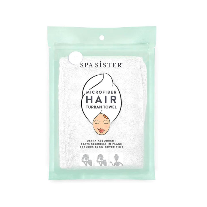 Spa Sister Microfiber Hair Turban Towel - White