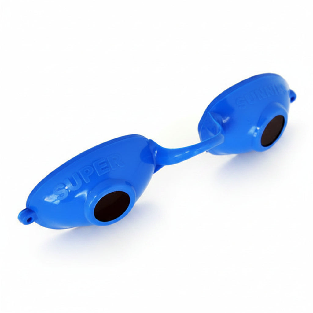 Blue plastic object on a white background