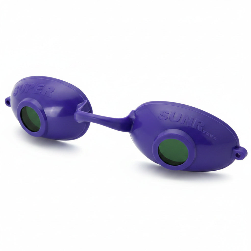 Purple tool with two circular components on a white background