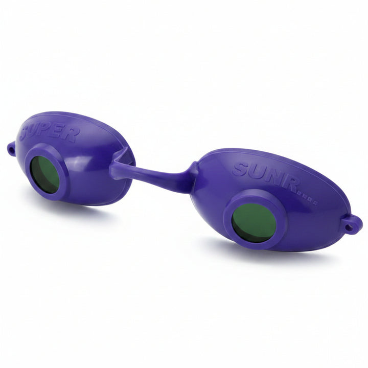 Purple tool with two circular components on a white background