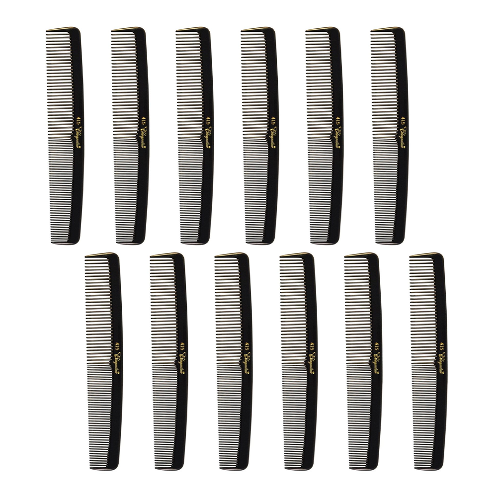 Cleopatra Series 7" Round Back Finger Waver Comb Black 