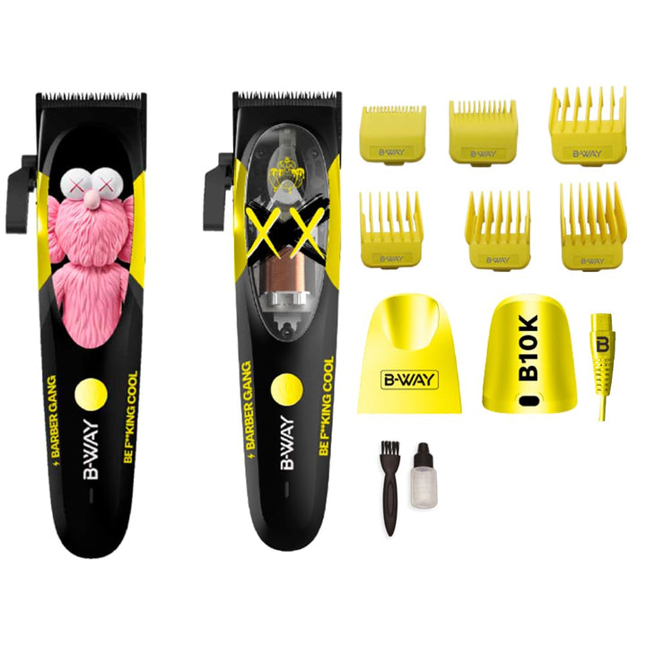 B-Way B10K Clipper, T-Pro Trimmer, Off-Shaver Black - 3 in 1 Set FREE CAPE