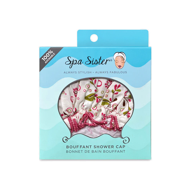 Spa Sister Bouffant Shower Cap, Olive Vines