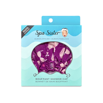 Spa Sister Bouffant Shower Cap, Purple Lingerie Print