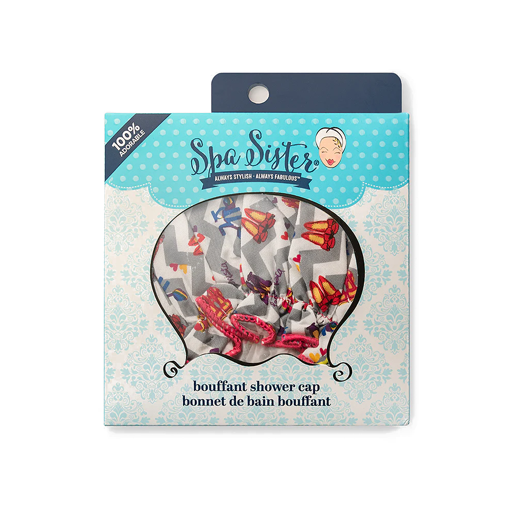 Spa Sister Bouffant Shower Cap, Shoe Fashionista