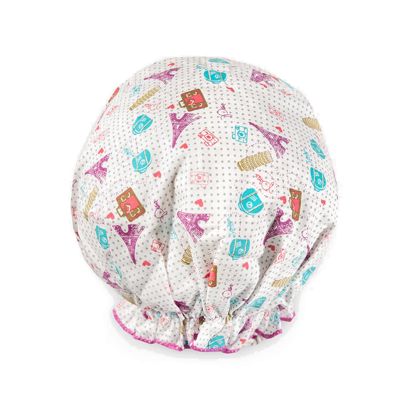 Spa Sister Bouffant Shower Cap, World Traveler