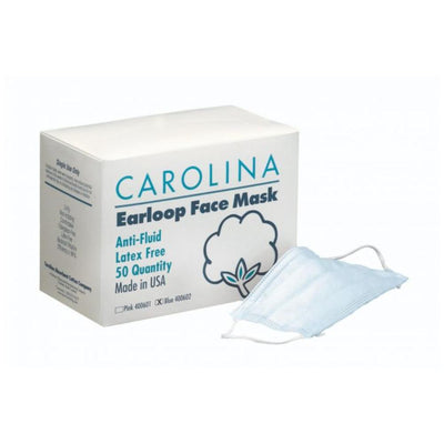 Carolina Cotton Earloop Face Mask 50ct - Blue