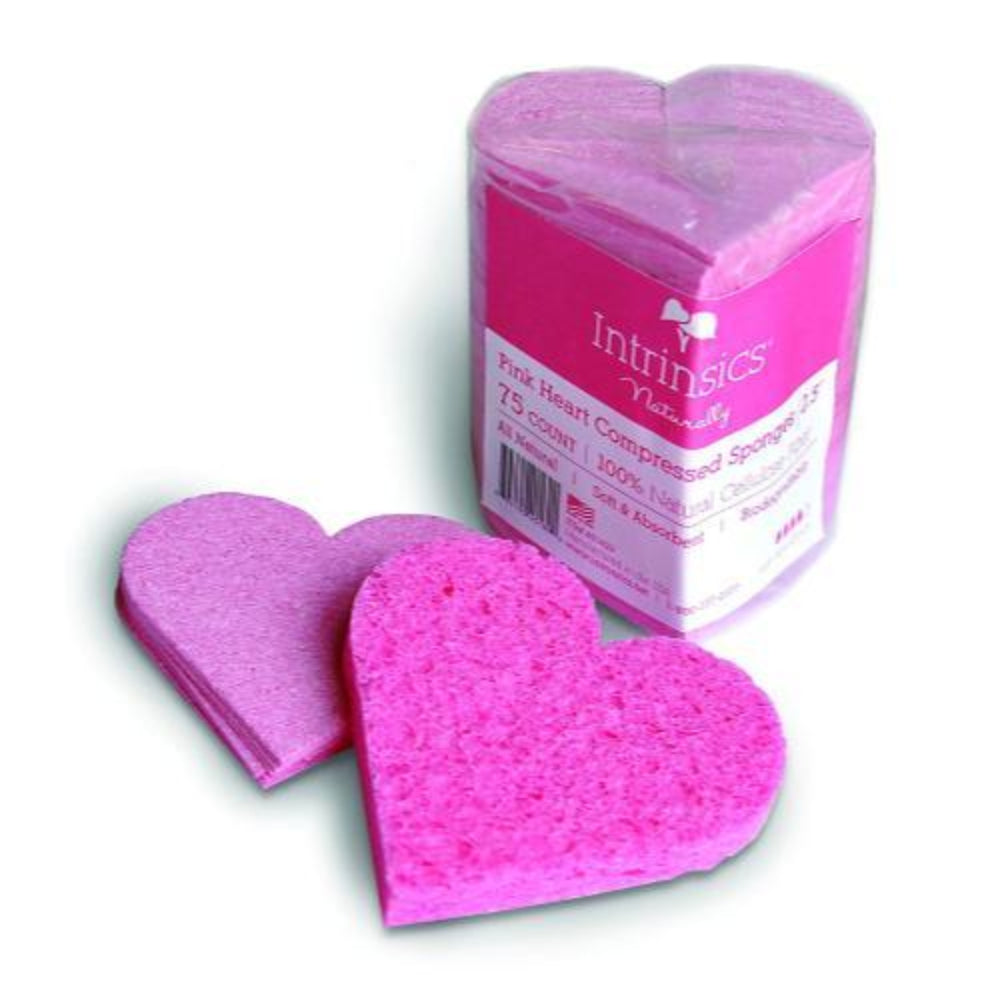 Intrinsics Pink Heart Compressed Cellulose Sponges 2.5" - 75ct