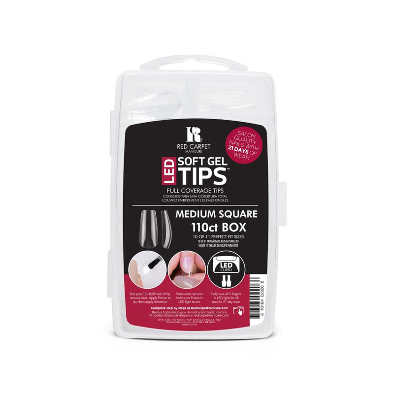 Red Carpet Manicure LED Soft Gel Tips - Medium Square - 110ct