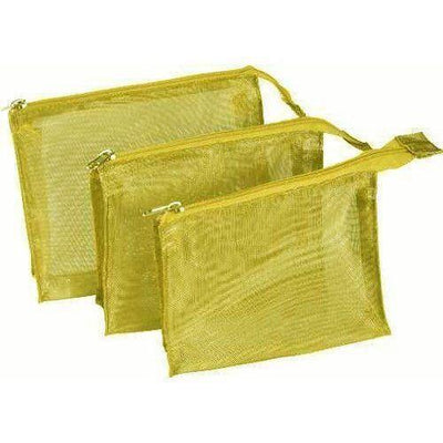 Kingsley Gold Mesh 3 Piece Cosmetic Bag Set - beautysupply123