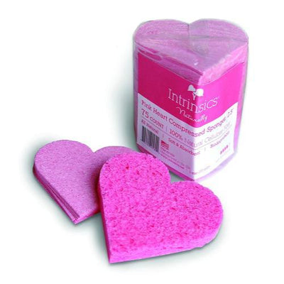 Intrinsics Pink Heart Compressed Cellulose Sponges 2.5 inches - 75ct