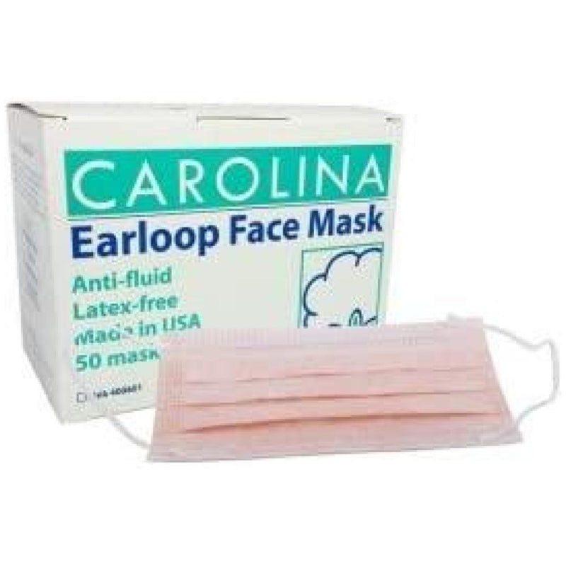 Carolina Cotton Earloop Face Mask 50ct- Pink